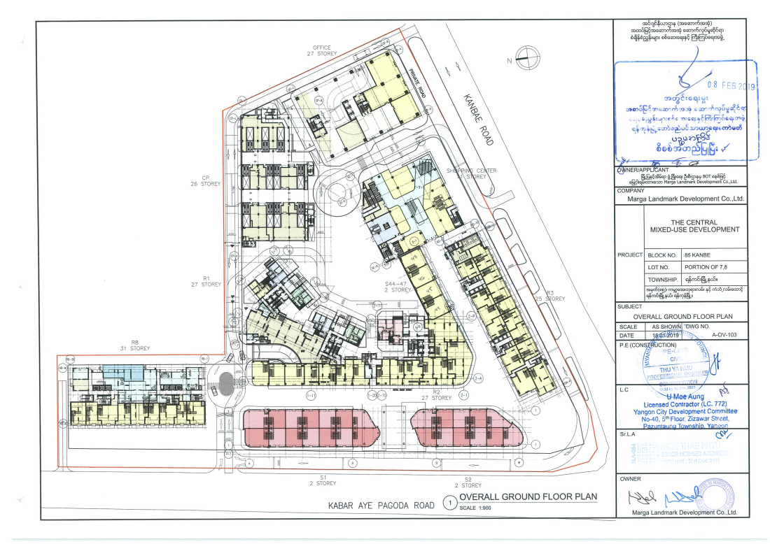 The Central · overall ground floor · A-OV-103 / OVERALL GROUND FLOOR PLAN